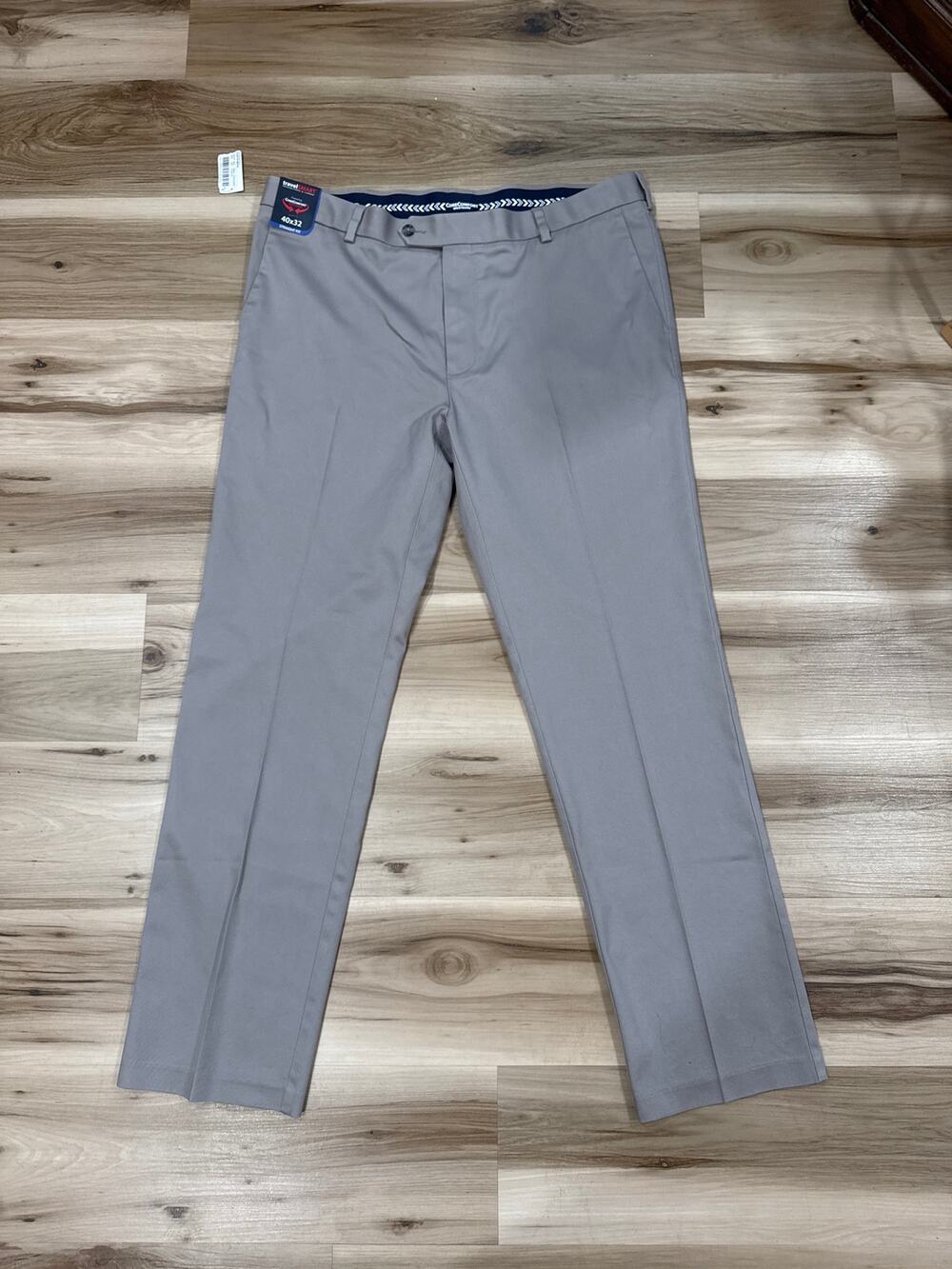 Roundtree & Yorke Travel Smart Straight Fit Flat Front Khaki Pants 40x32